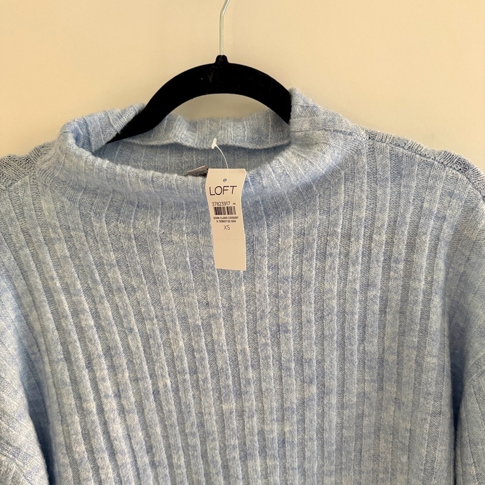 LOFT Soft Blue Cowl Neck Sweater - Extra small - Picture 2 of 8